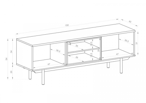 Szafka RTV INOX - wymiary