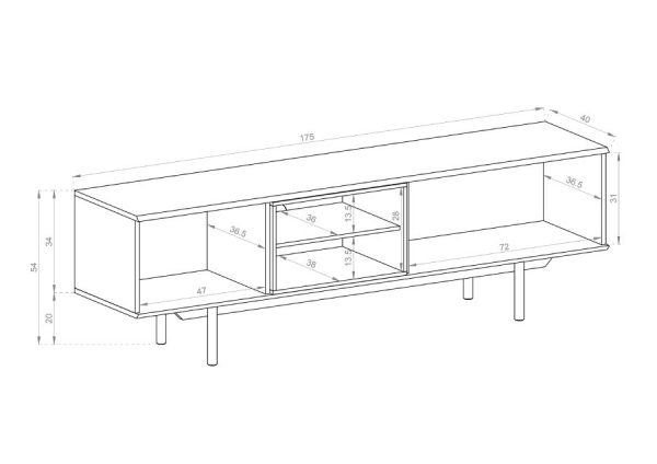 Szafka RTV INOX - wymiary