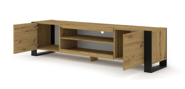 Szafka RTV MONDI w kolorze dąb artisan - otwarta