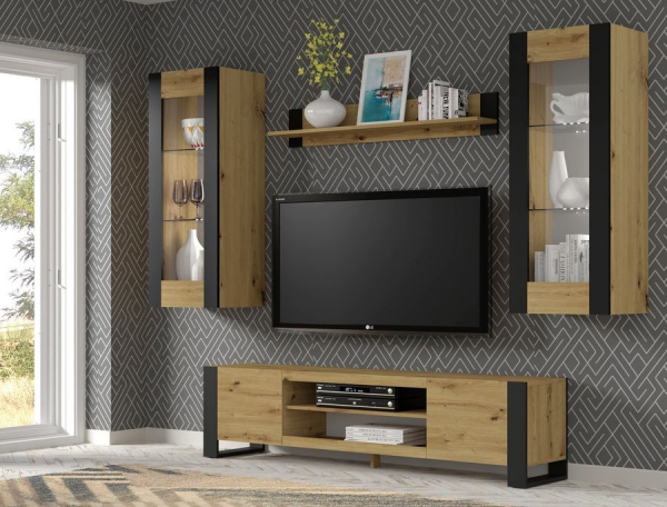 Szafka RTV MONDI 188 w kolorze dąb artisan - wizualizacja 2