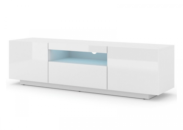 Szafka RTV stojąca AURA 150 w biały połysk, LED