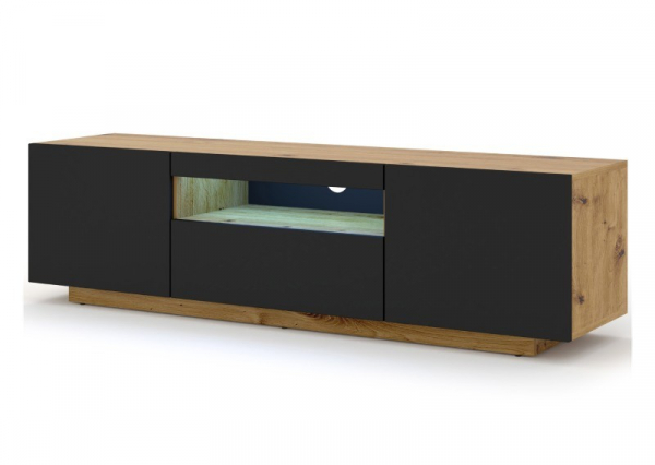 Szafka RTV stojąca AURA 150 w kolorze artisan, czarny mat, LED
