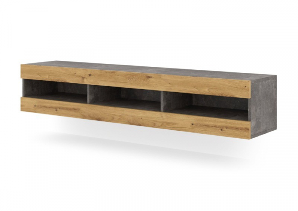 Szafka RTV wisząca MANTA 150 w kolorze beton ciemny-artisan compress