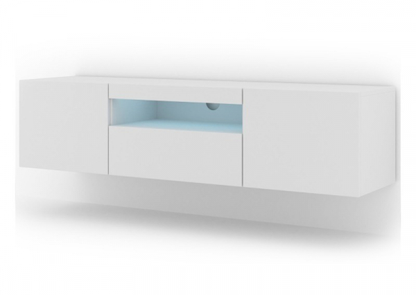Szafka RTV wisząca AURA 150 w biały mat, LED