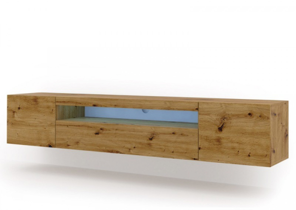 Szafka RTV wisząca AURA 200 w kolorze dąb artisan, LED