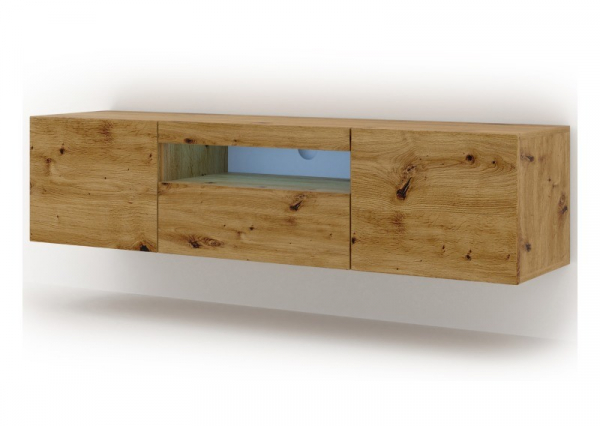 Szafka RTV wisząca AURA 150 w kolorze dąb artisan, LED